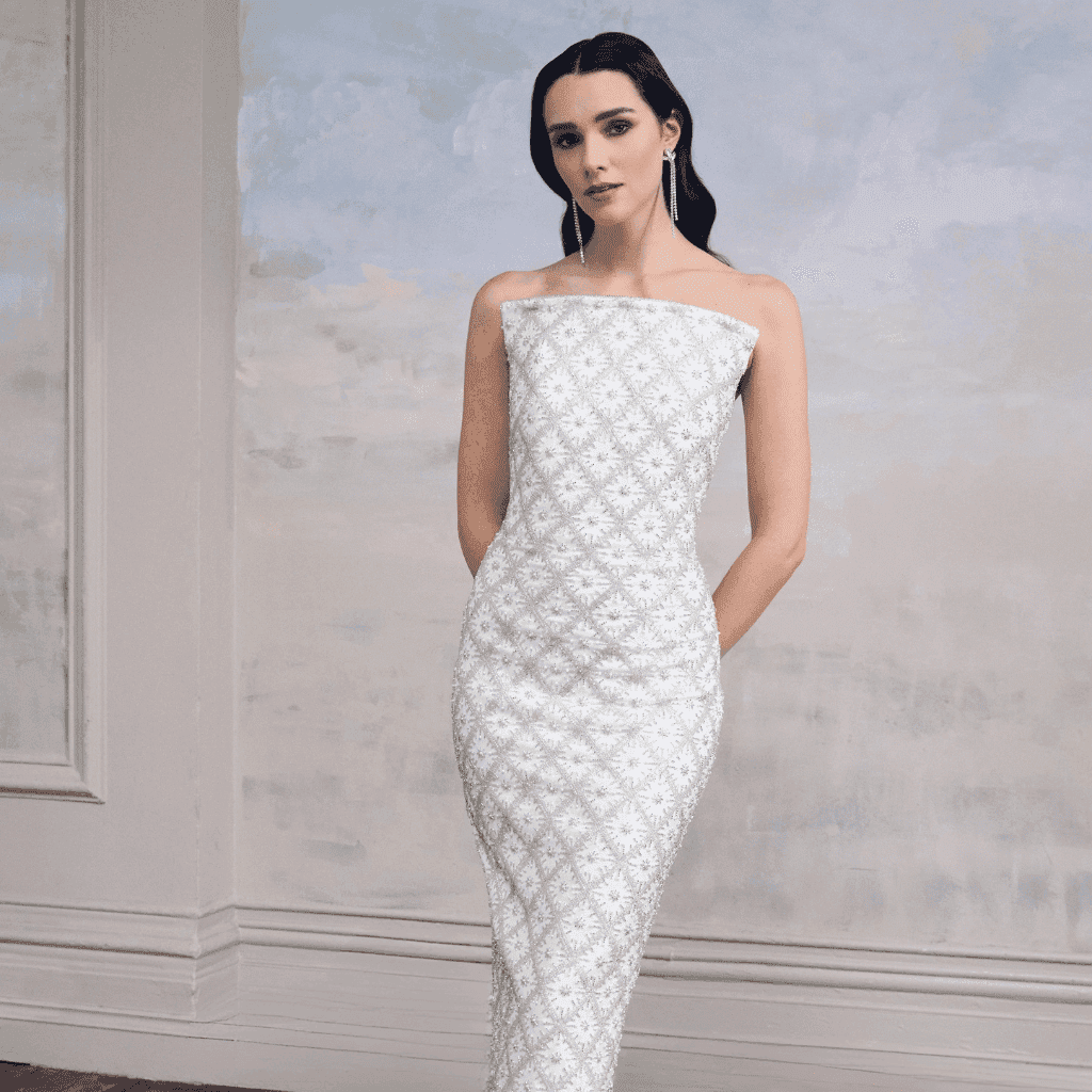 LXURI - NADINE MERABI Bridal Collection - Bridal dress with tailored fit and elegant embellishments