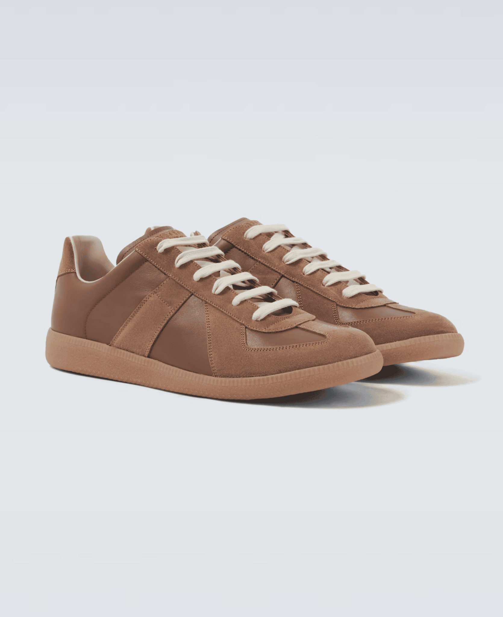 LXURI - Maison Margiela Brown Leather and Suede Replica Sneakers