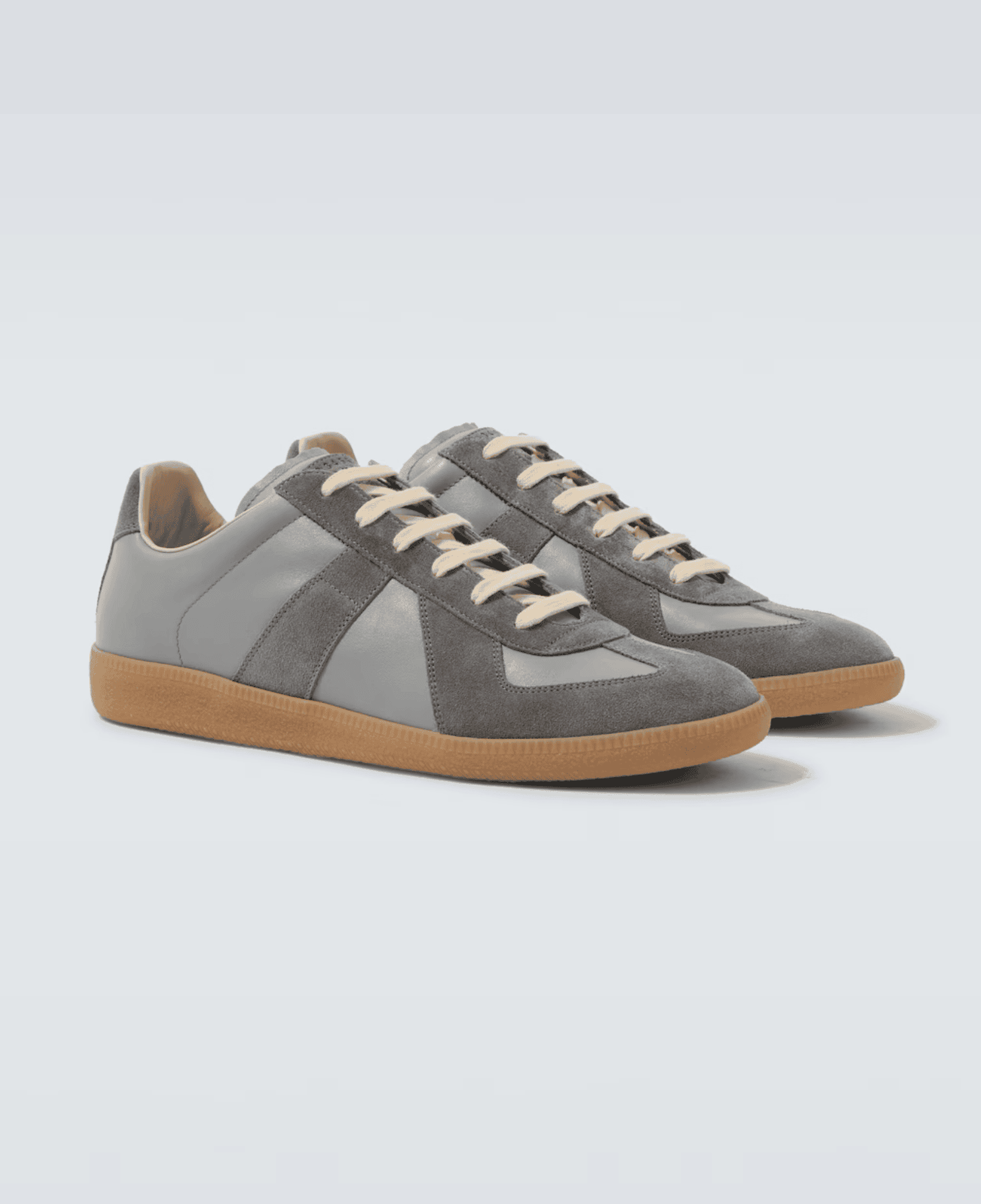 LXURI - Maison Margiela Grey Leather and Suede Replica Sneakers