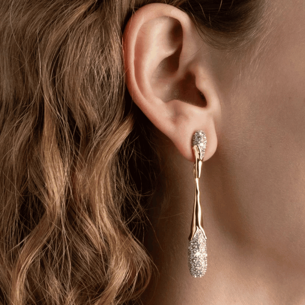 LXURI - Solanales Linear Crystal Teardrop Earring 
