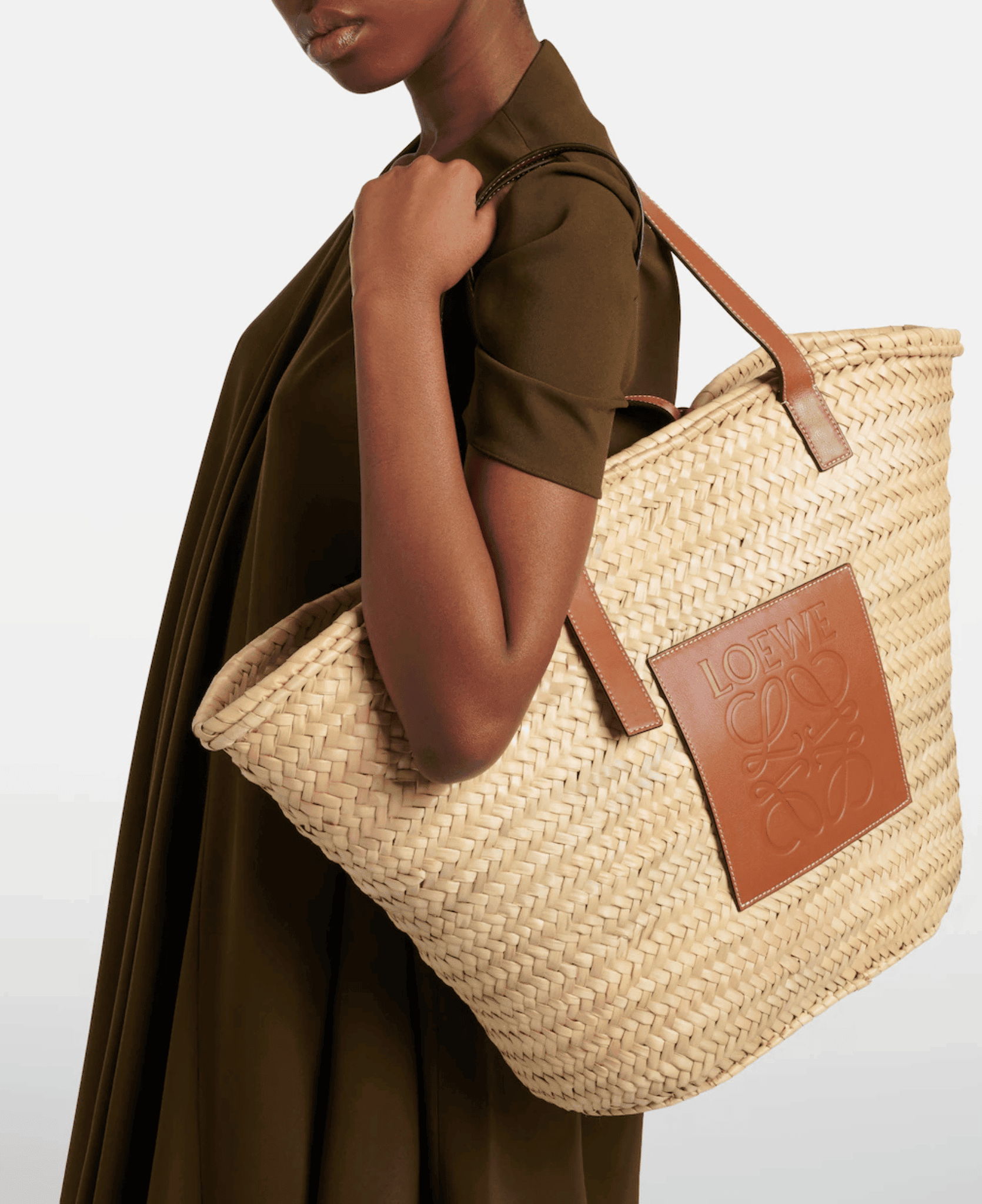 Large Leather-Trimmed Basket Tote by Loewe | LXURI