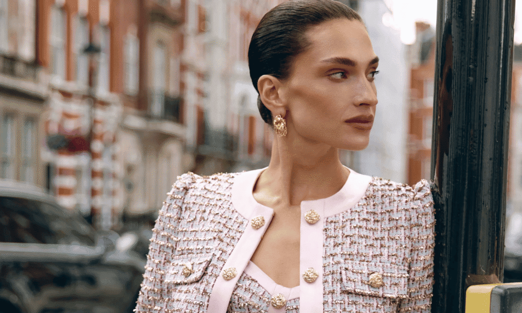 Modern luxury fashion wardrobe showcasing NADINE MERABI New Arrivals | LXURI