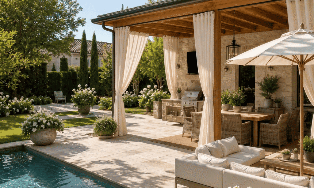 Create Shade with Elegant Outdoor Curtains | Patio Décor Ideas by LXURI