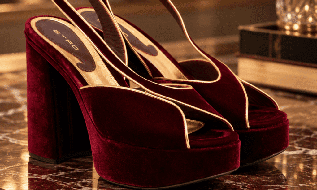 The Velvet Platform Sandals by Etro